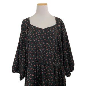 Bloomchic Micro Floral Print Maxi Dress Pockets Size 26 Peasant Cottage